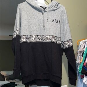 PINK Victoria's Secret Gray and Black Women's Hoodie